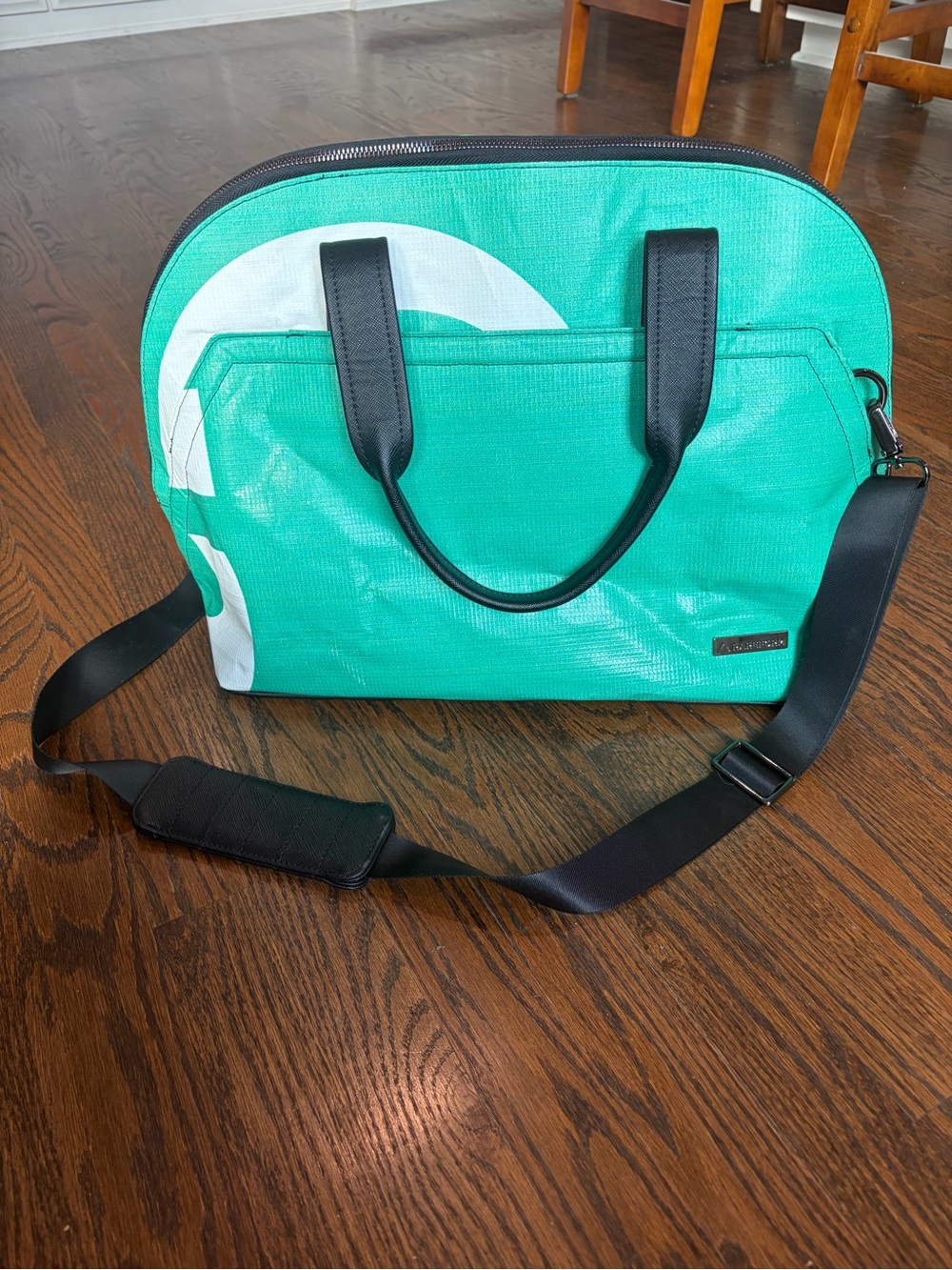 RAREFORM Maya Crossbody Tote Green Billboard Upcycled Travel Work Gym Bag